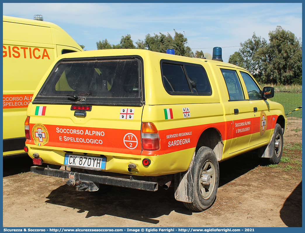 17-2
Corpo Nazionale
Soccorso Alpino e Speleologico
Servizio Regionale Sardegna
Mitsubishi L200 III serie resyling
Parole chiave: CNSAS;C.N.S.A.S.;Corpo;Nazionale;Soccorso;Alpino;Speleologico;Sardegna;SASS;S.A.S.S.;Mitsubishi;L200