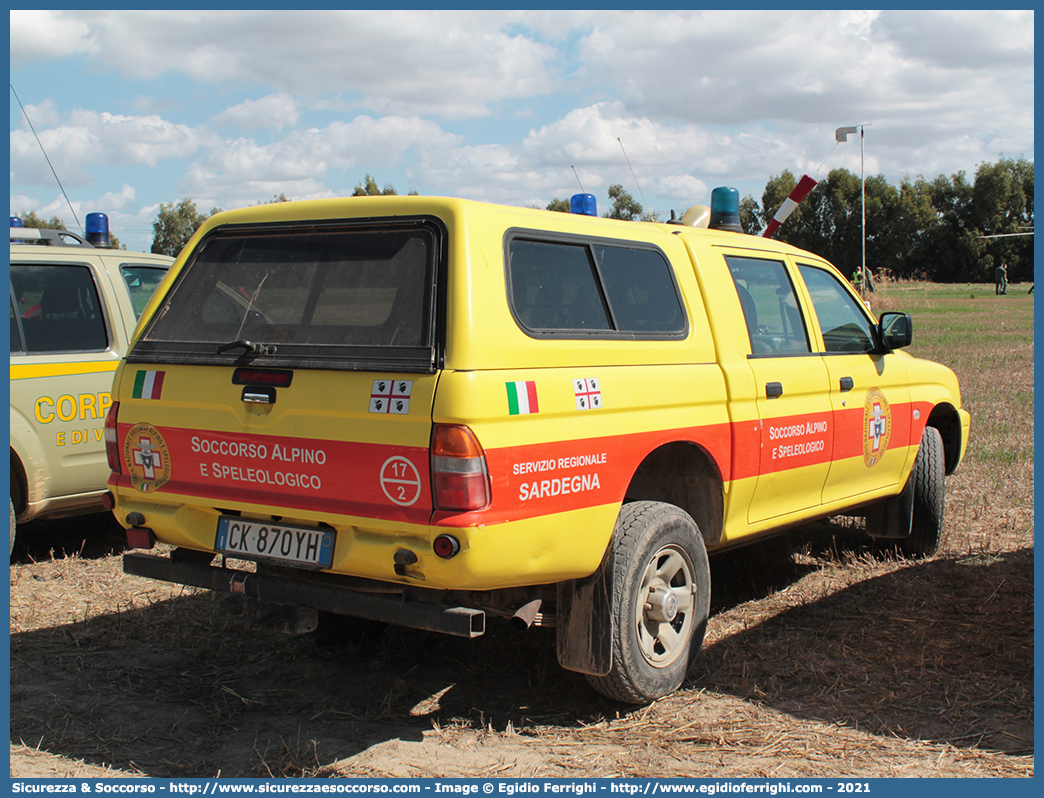 17-2
Corpo Nazionale
Soccorso Alpino e Speleologico
Servizio Regionale Sardegna
Mitsubishi L200 III serie resyling
Parole chiave: CNSAS;C.N.S.A.S.;Corpo;Nazionale;Soccorso;Alpino;Speleologico;Sardegna;SASS;S.A.S.S.;Mitsubishi;L200