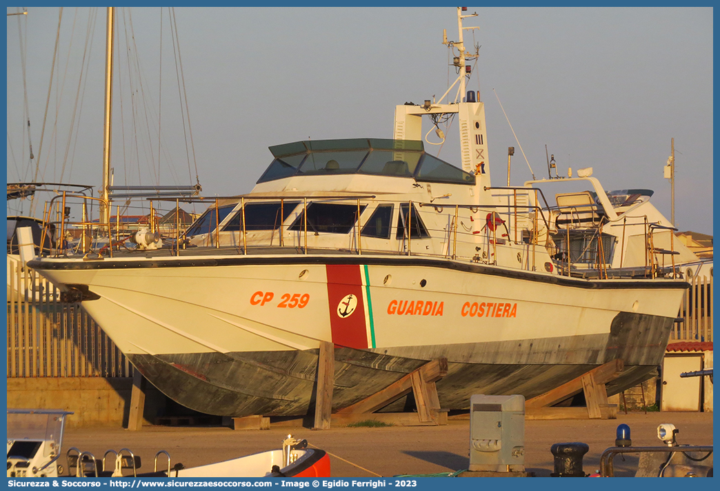 CP 259
Corpo delle Capitanerie di Porto
Guardia Costiera
Parole chiave: CP;C.P.;G.C.;GC;Guardia;Costiera;Capitaneria;Capitanerie;Porto