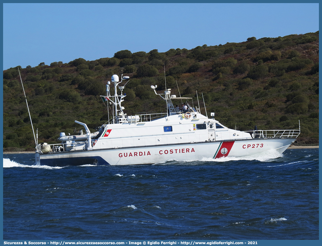 CP 273
Corpo delle Capitanerie di Porto
Guardia Costiera
Vedette Veloci Classe 265
Parole chiave: Guardia;Costiera;Capitaneria;Capitanerie;Porto;Vedetta;Vedette;Veloce;Veloci;Classe;265;CP;C.P.;G.C.;GC