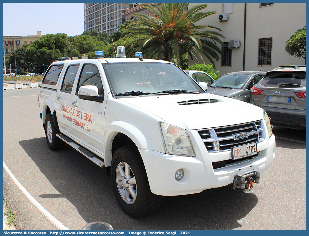 CP 4102
Corpo delle Capitanerie di Porto
Guardia Costiera
Reparti Subacquei
Isuzu D-Max I serie I restyling
Parole chiave: CP;C.P.;GC;G.C.;Guardia;Costiera;Capitaneria;Capitanerie;di;Porto;Reparto;Subacquei;Isuzu;D-Max;DMax