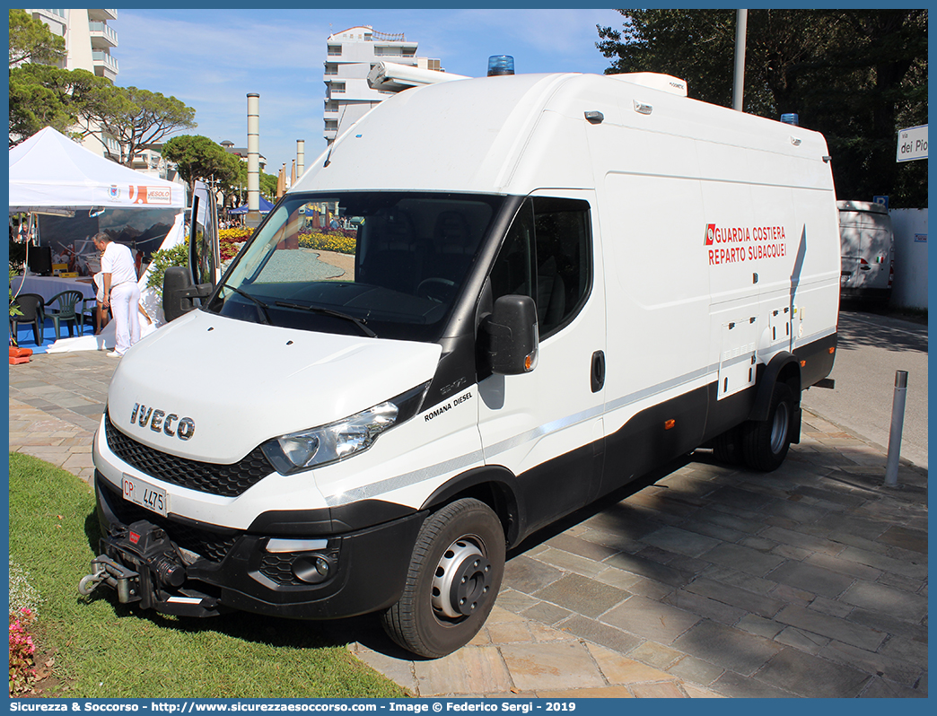 CP 4475
Corpo delle Capitanerie di Porto
Guardia Costiera
Reparti Subacquei
Iveco Daily 65-170 VI serie
Parole chiave: CP;C.P.;GC;G.C.;Guardia;Costiera;Capitaneria;Capitanerie;di;Porto;Reparto;Subacquei;Iveco;Daily;65-170;65;170