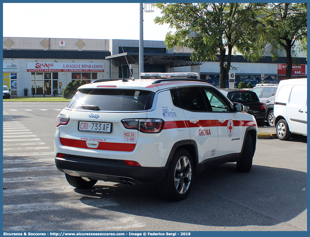 CRI 733AF
Croce Rossa Italiana
Arona (NO)
Jeep Compass II serie
Parole chiave: CRI;C.R.I.;Croce;Rossa;Italiana;Arona;Jeep;Compass