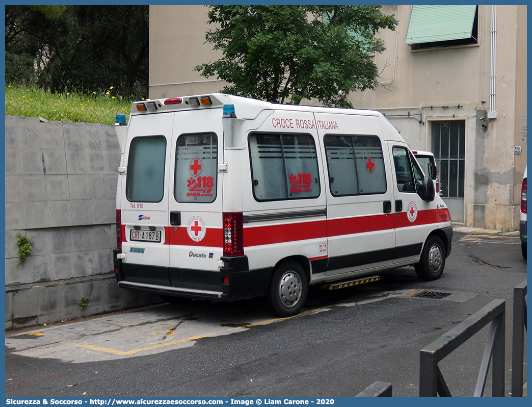 CRI A187B
Croce Rossa Italiana
Imperia
Fiat Ducato II serie restyling
Allestitore Bonfanti S.a.s.
Ricondizionata Aricar S.p.A.
Parole chiave: CRI;C.R.I.;Croce;Rossa;Italiana;Fiat;Ducato;Imperia;Bonfanti;Aricar