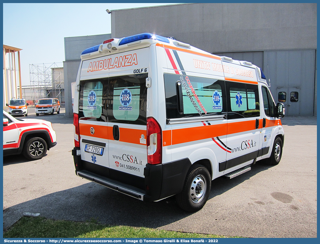 621 - Golf 6
CSSA
Cooperativa Sociale Servizi Associati
Fiat Ducato III serie II restyling
Allestitore Ambitalia S.p.A.
Parole chiave: CSSA;Cooperativa;Sociale;Servizi;Associati;Fiat;Ducato;Ambitalia;Ambulanza;Autoambulanza