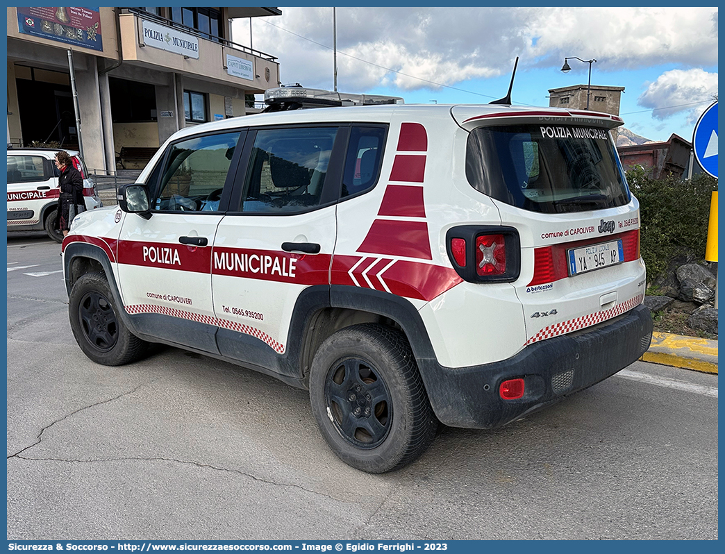 Polizia Locale YA945AP
Polizia Municipale
Comune di Capoliveri
Jeep Renegade I serie restyling
Allestitore Bertazzoni S.r.l.
Parole chiave: PL;P.L.;PM;P.M.;Polizia;Locale;Municipale;Capoliveri;Bertazzoni;Jeep;Renegade