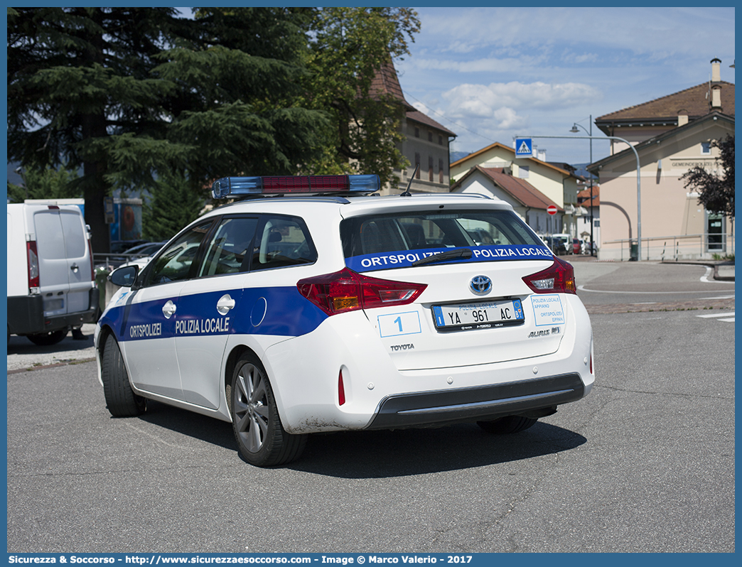 Polizia Locale YA961AC
Polizia Locale
Comune di Appiano
sulla Strada del Vino
Toyota Auris Touring Sports
Parole chiave: PL;PM;P.L.;P.M.;Polizia;Locale;Municipale;Appiano;sulla;Strada;del;Vino;Toyota;Auris;Touring;Sports