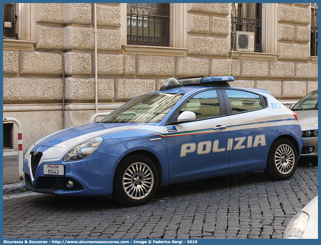 Polizia M1443
Polizia di Stato
Squadra Volante
Alfa Romeo Nuova Giulietta
I serie I restyling
Allestitore Nuova Carrozzeria Torinese S.r.l.
Parole chiave: PS;P.S.;Polizia;di;Stato;Pubblica;Sicurezza;Squadra;Volante;Alfa;Romeo;Nuova;Giulietta