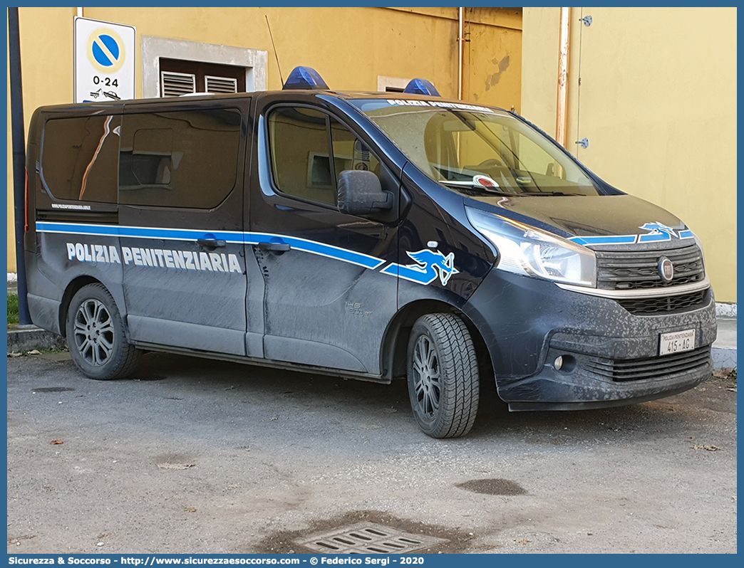 Polizia Penitenziaria 415AG
Polizia Penitenziaria
Fiat Talento II serie
Allestitore Focaccia Group S.r.l.
Parole chiave: PolPen;Pol.Pen.;AdiC;A.diC.;Agenti;di;Custodia;Polizia;Penitenziaria;Fiat;Talento