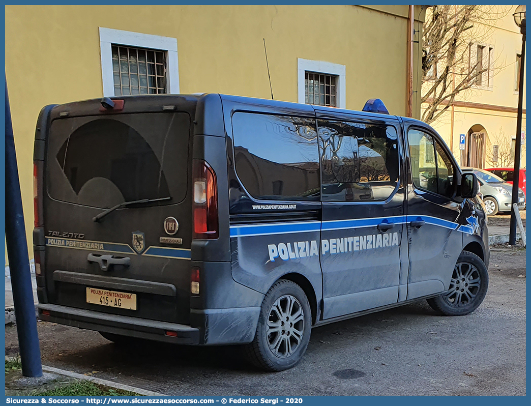 Polizia Penitenziaria 415AG
Polizia Penitenziaria
Fiat Talento II serie
Allestitore Focaccia Group S.r.l.
Parole chiave: PolPen;Pol.Pen.;AdiC;A.diC.;Agenti;di;Custodia;Polizia;Penitenziaria;Fiat;Talento