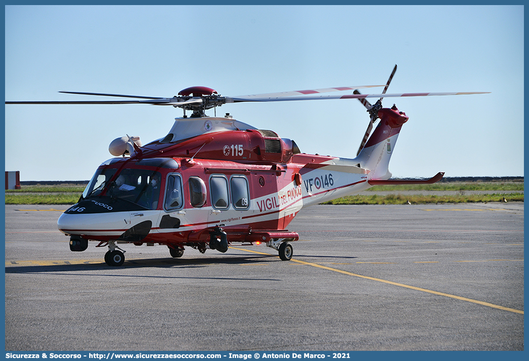 VF 146
Corpo Nazionale Vigili del Fuoco
Nucleo Elicotteri
Agusta Westland AW 139
Parole chiave: VVF;V.V.F.;Corpo;Nazionale;Vigili;del;Fuoco;AgustaWestland;Agusta;Westland;AW139;Elicottero;Elicotteri