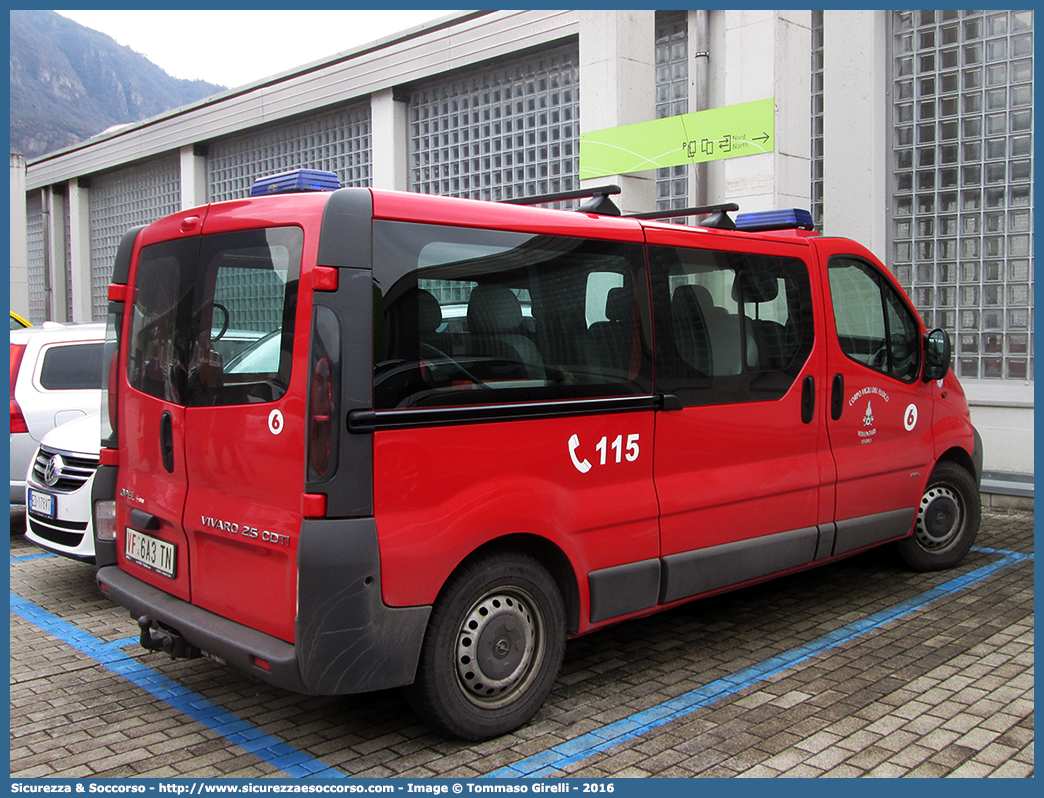 VF 6A3TN
Corpo Vigili del Fuoco Volontari
Tesero
Opel Vivaro I serie
Parole chiave: VFV;V.F.V.;Vigili;Fuoco;Volontari;Consorzio;Tesero;Opel;Vivaro