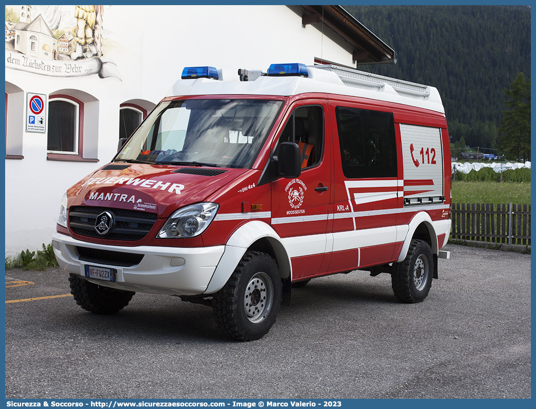 VF FW2ZX
Vigili del Fuoco Volontari Moso-Sesto
Freiwillige Feuerwehr Moos-Sexten
Achleitner Mantra Mercedes Benz 
Sprinter II serie restyling
Allestitore Rosenbauer Brandschutz GmbH
Parole chiave: VFV;V.F.V.;Vigili;Fuoco;Volontari;Freiwillige;Feuerwehr;Sesto;Sexten;Achleitner;Mantra;Mercedes;Benz;Sprinter;Rosenbauer;Brandschutz